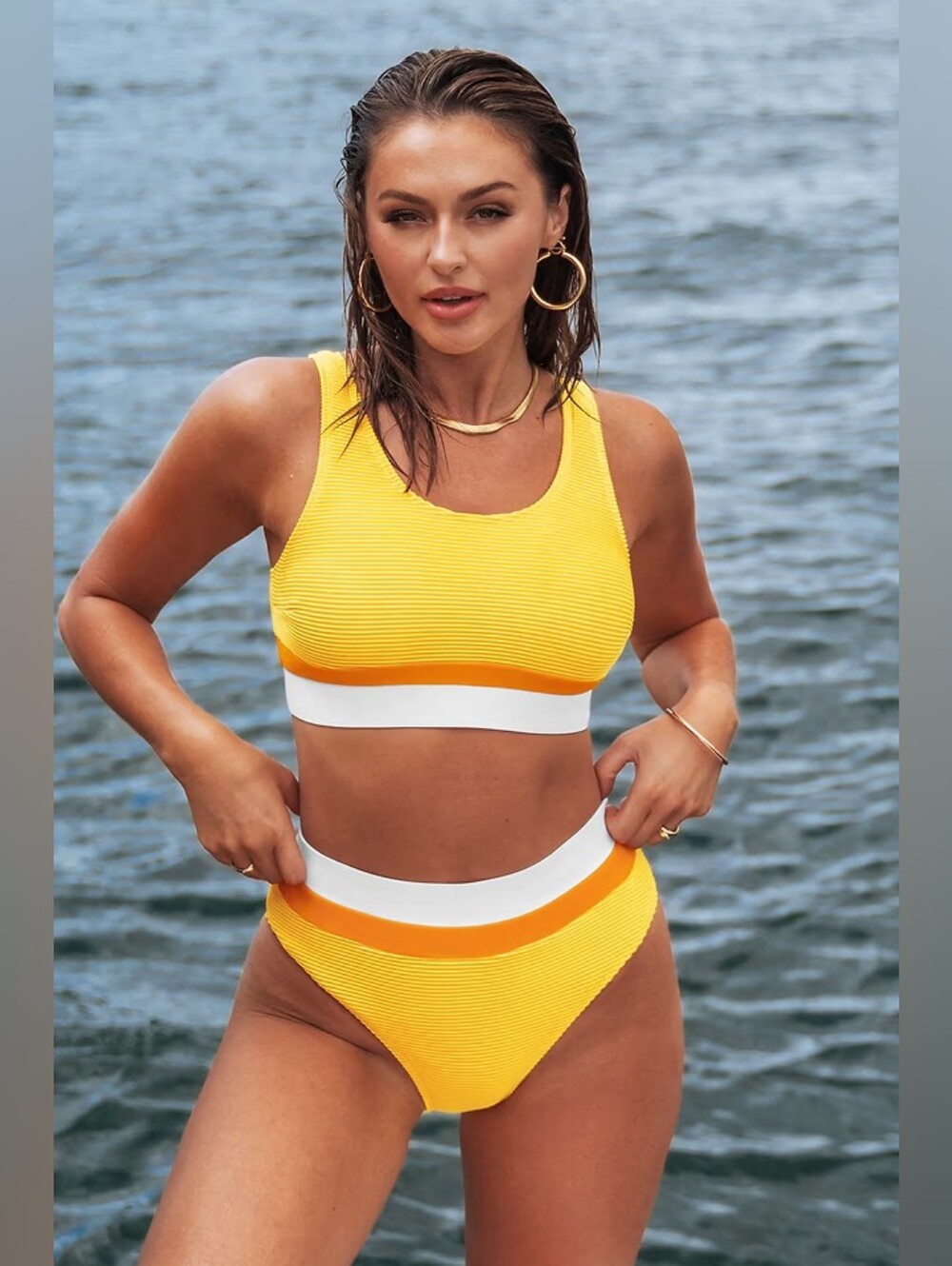 Rib Colorblock Bralette & High Waist Bikini Set 💥 BRAND NEW 💥